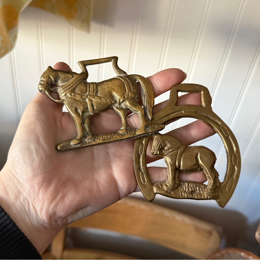 Vintage Solid Brass Horse Medallions or Wall Decor